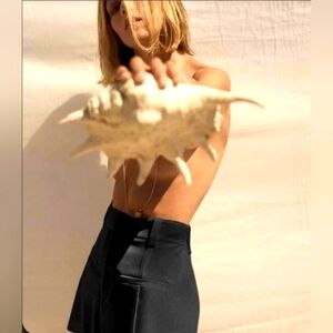 Zara Shorts Womens Size Medium High Waist Black Zip Up